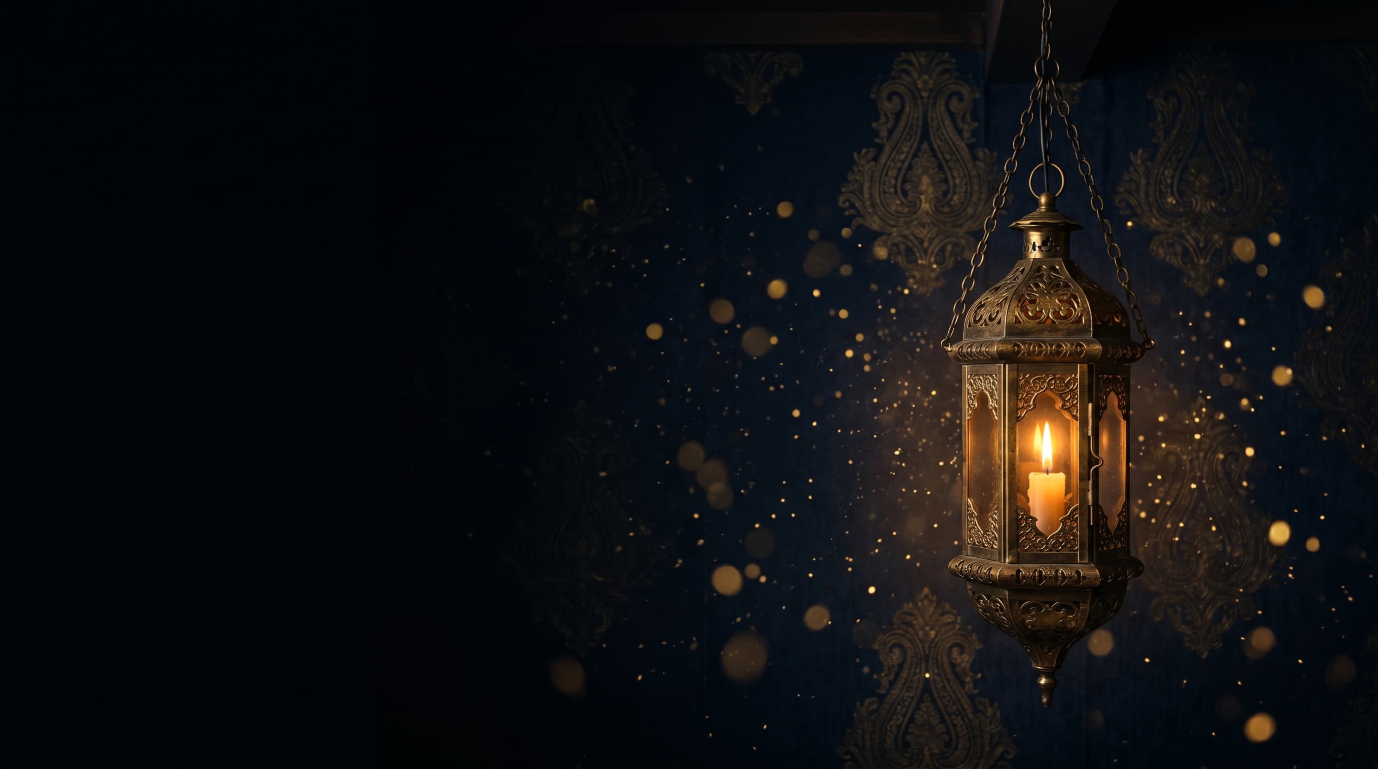 A glowing antique lantern in the dark